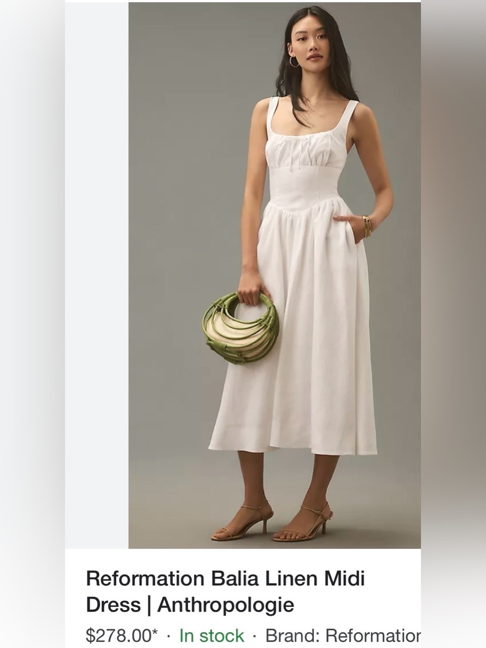 Anthropologie x Reformation Balia Linen Midi Dress Size 10 NWT - Picture 2 of 15